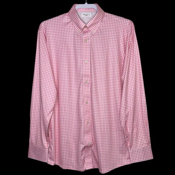 Collars & Co Shirt Mens M Pink Gingham Button Down Long Sleeve Dress Preppy NEW